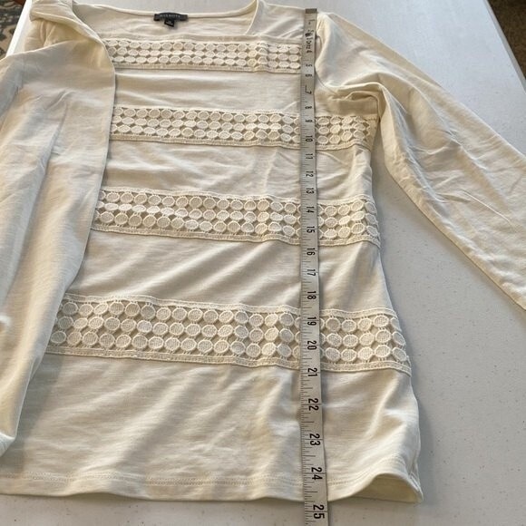 Talbots New! Embroidered Cotton Square Neck Top Long Sleeve Modal Cotton Stretch - Picture 13 of 16